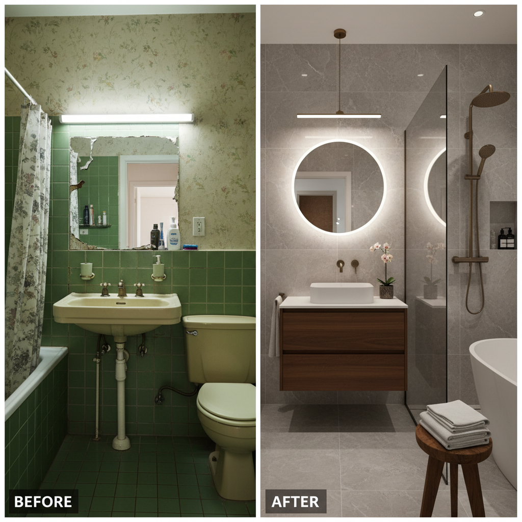 Transformación antes y después de reforma de baño en 48 horas